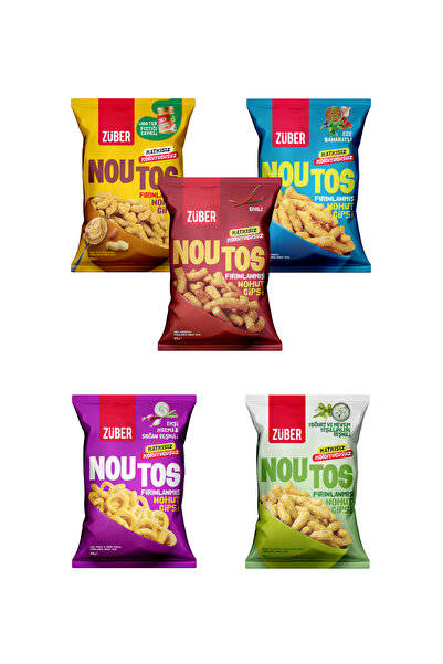Züber Noutos Karma Parti Paketi 55g x 5 Adet (Chili, Ege, Ekşi Krema, %100 Ye...