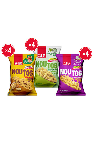 Züber Noutos Tanışma Paketi 55g x 12 Adet (%100 Yer Fıstığı, Yoğurt, Ekşi Krema)