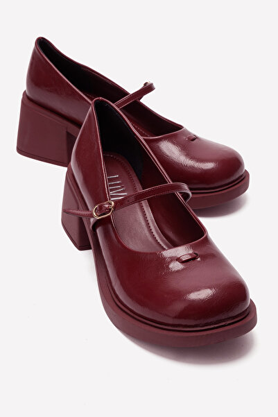 LuviShoes LUANDA Bordo Bantlı Kadın Kalın Topuklu Mary Jane Ayakkabı