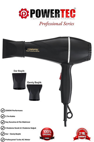 POWERTEC TR-501 Profesyonel Siyah Renk Fön Makinesi