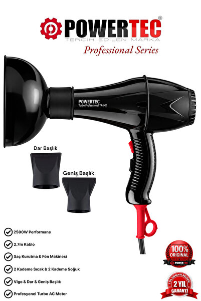 POWERTEC TR-901 + Vigo Başlık Profesyonel Saç Kurutma & Fön Makinesi