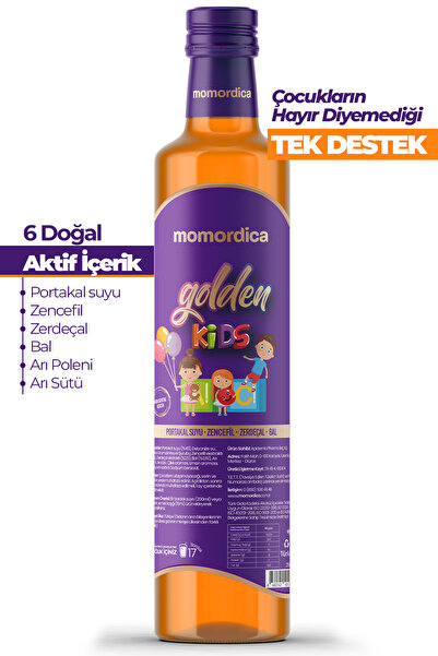 MOMORDİCA Golden Kids - 10 Doğal Bitki İçerikli Portakal Aromalı Çocuklara Özel Konsantre Karışım - 250ml