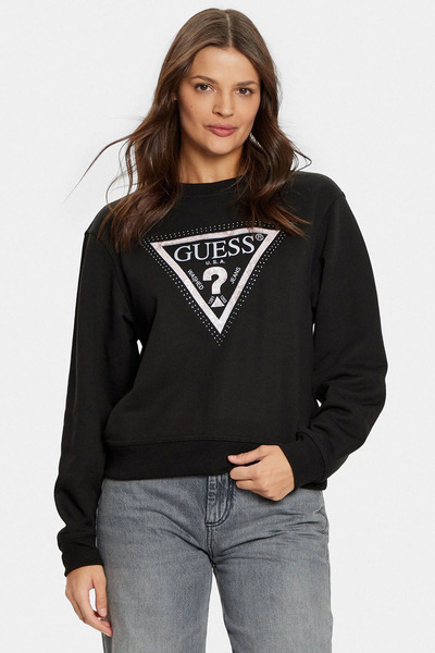 Guess Regular Fit Women's Black Logo Sweatshirt