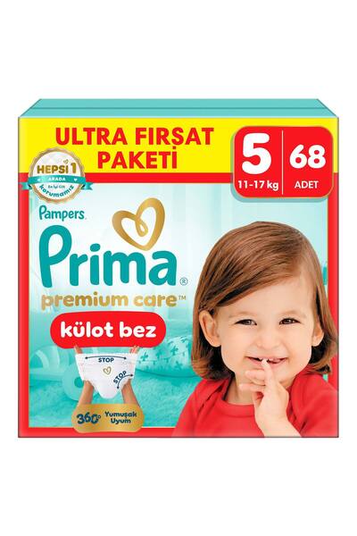 Prima Premium Care Külot Bez Ultra Fırsat Paketi 5 Numara 68 Adet Bebek Bezi