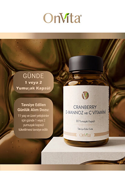 Onvita Cranberry D-Mannoz ve C Vitamini 30 Yumuşak Kapsül