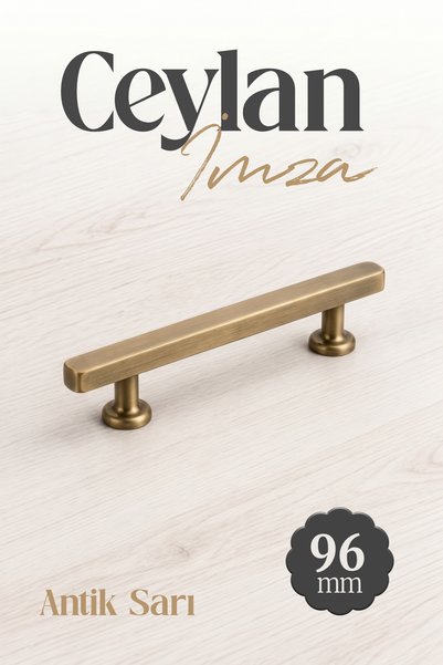 Badem10 Ceylan 196 mm (9,6 cm) Mat Antik Sarı Kulp Dolap Çekmece Mobilya Meta...
