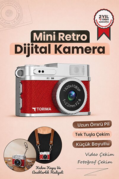 Torima Mini Dijital Kamera Selfie Video Vlog Kamerası Mini Anahtarlık 1080P C...