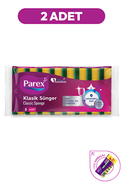 Parex Klassischer grüner 8-teiliger flacher Schwamm im Doppelpack