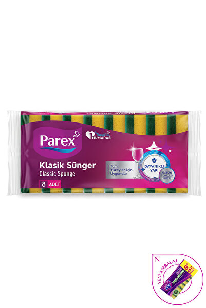 Parex Klasik Yeşil Sünger Düz 8'li Eko Paket