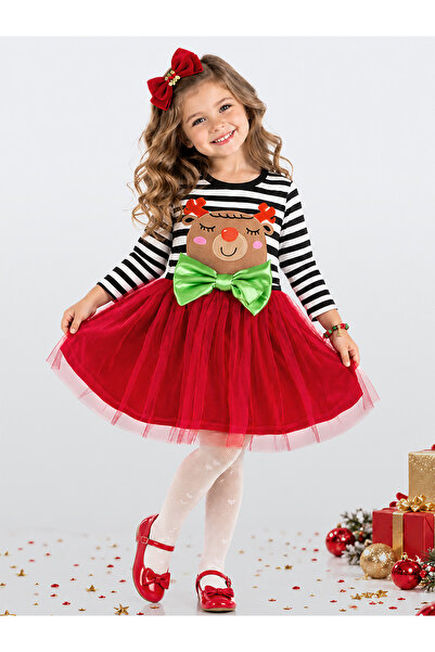 Denokids Kırmızı Kız Çocuk Yılbaşı Kokoş Elbise Cff-14Kelb-Kksylb