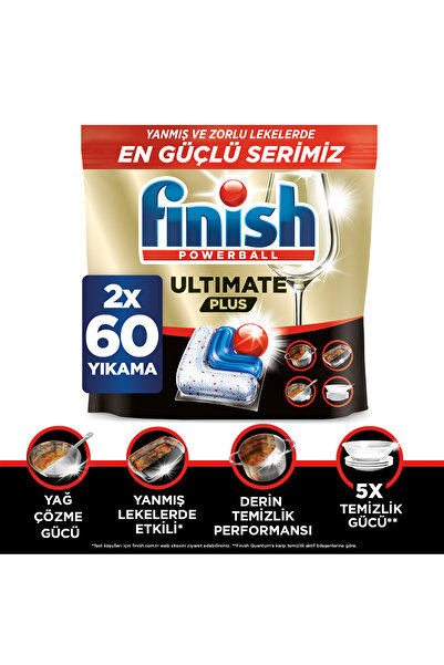 Finish Ultimate Plus Bulaşık Makinesi Deterjanı Kapsül Tablet 120 Adet (60 x 2)