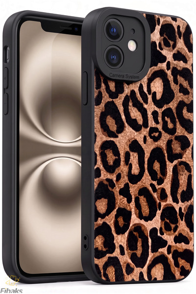 Fibaks iPhone 11 Kılıf Mat Sarı Leopar Desenli Darbe Emici Kamera Korumalı Yu...