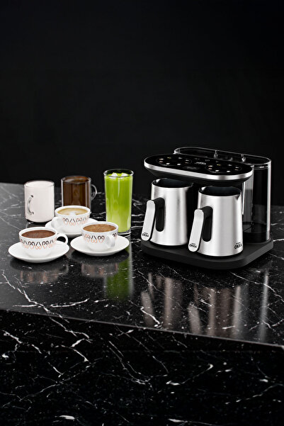 Arzum OKKA OK0051 Rich Duo Çoklu İçecek ve Türk Kahvesi Makinesi,8 Fincan,Matcha,Bol Köpüklü,Karıştırıcılı Cezve,Krom