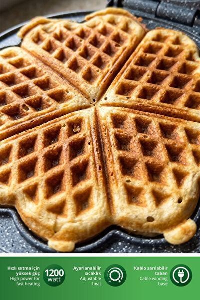 Kiwi Ksm-2442 Yapışmaz Plakalı Paslanmaz Çelik Waffle Makinesi