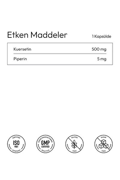 Nova Prima Quercetin 500 mg Quercefit Fitozomal Kuersetin + Piperin 30 Kapsül