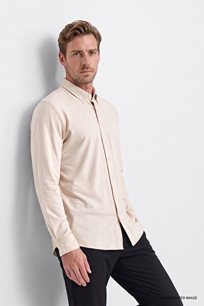 AC&Co / Altınyıldız Classics Erkek Bej Pamuklu Tailored Slim Fit Dar Kesim Dü...