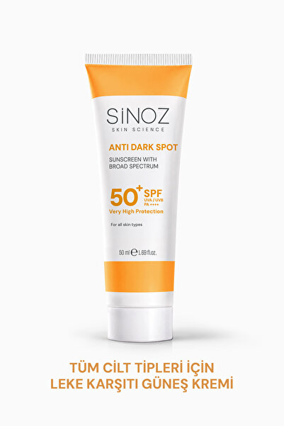 SİNOZ Spf50+ Leke Karşıtı Yüksek Koruyucu Yüz Güneş Kremi Tüm Ciltler İçin 50 ml