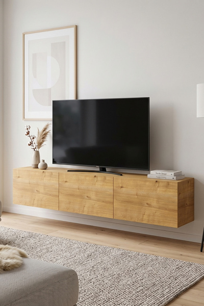 Monte Sehpa Palm 150 cm Duvara Monte TV Sehpası – Kapaklı Modern TV Ünitesi