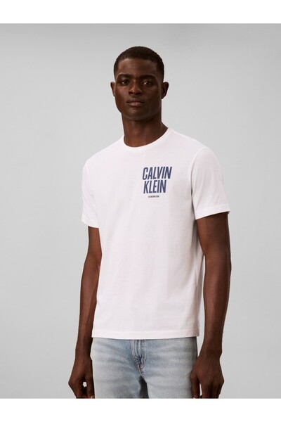 Calvin Klein LV04RH816G SS 30S EU BLOCK FONT CALVIN BC YAF Λαμπερό Λευκό