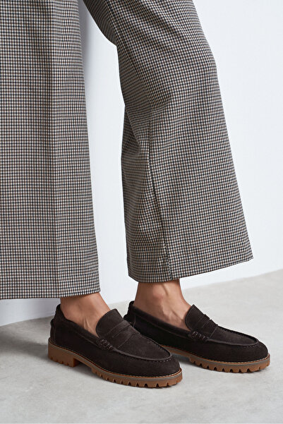 NİŞANTAŞI SHOES Elie Bitter Brown Γνήσιο δέρμα σουέντ με χοντρή σόλα Γυναικεί...
