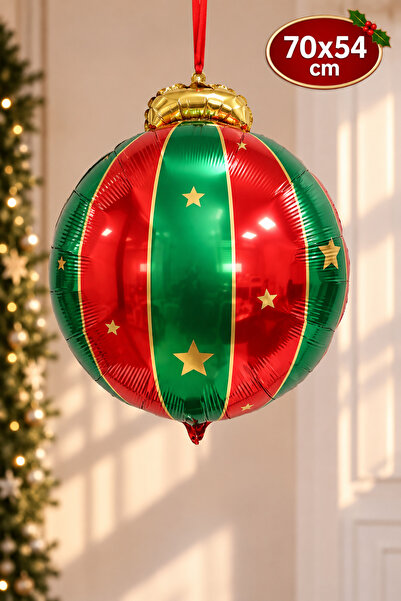 Huzur Party Store New Year's Ball Foil Balloon New Year Concept Red Green Col...