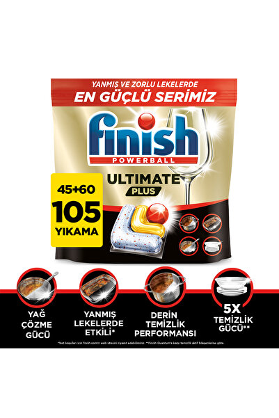 Finish Ultimate Plus Bulaşık Makinesi Deterjanı Kapsül Tablet Limon 105 Adet ...