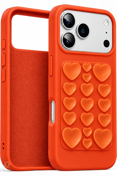 Fibaks iPhone 17 Pro/18 Pro Case Self-Vacuuming Velvet Heart Pattern Inside S...