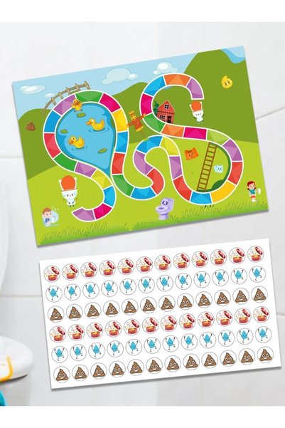 esatoys Tuvalet Eğitimi Sticker Panosu – 60'lı Set – 2-3 Yaş – Eğitici Ödül Tablosu