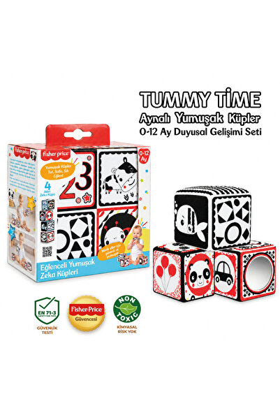 FISHER PRICE 0-12 Ay Tummy Time Yumuşak Bebek Zeka Küpleri Aynalı Set Eğitici...