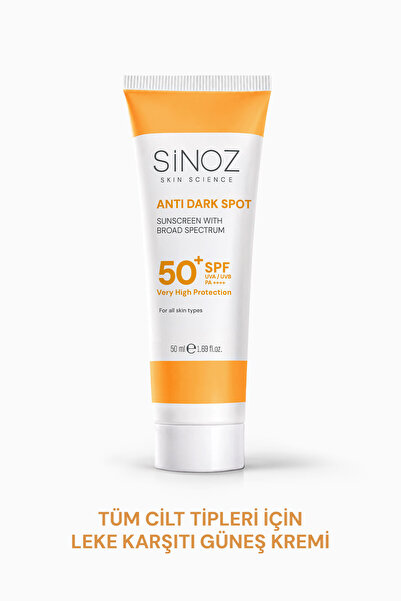SİNOZ Spf50+ Leke Karşıtı Yüksek Koruyucu Yüz Güneş Kremi Tüm Ciltler İçin 50 ml
