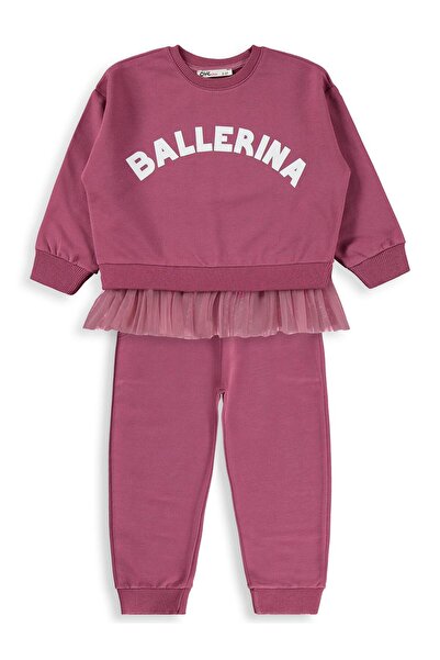 Civil Girls Ballerina Baskılı 2-5 Yaş Eşofman Takımı - Lila