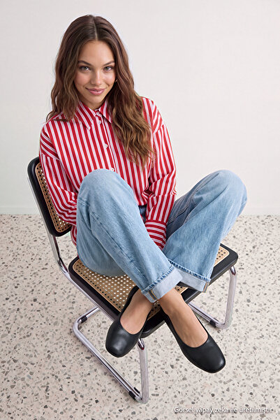 TRENDYOL SHOES Черни дамски балеринки с квадратен връх TAKAW27BE00017
