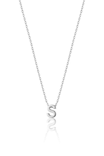 Söğütlü Silver Gümüş Rodyumlu Üç Boyutlu Minimal S Harf Kolye Sgtl11181-s