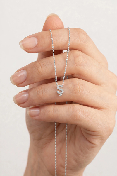 Söğütlü Silver Gümüş Rodyumlu Üç Boyutlu Minimal Ş Harf Kolye