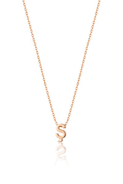 Söğütlü Silver Gümüş Rose Üç Boyutlu Minimal Ş Harf Kolye Sgtl11182s