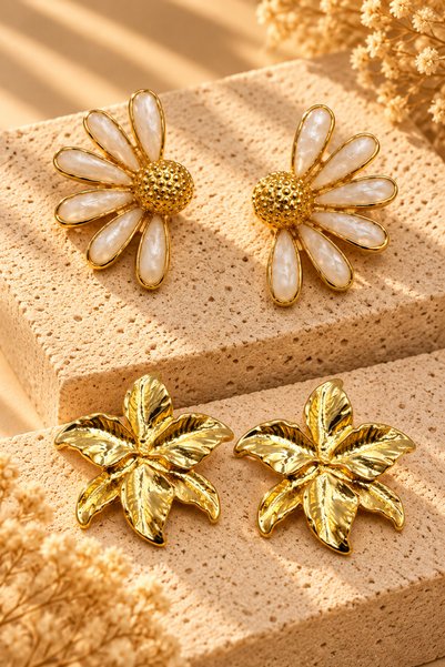 Jack Ferrero Set of 2 Steel Yellow Color Non-Fading Enamel Flower and Flower ...