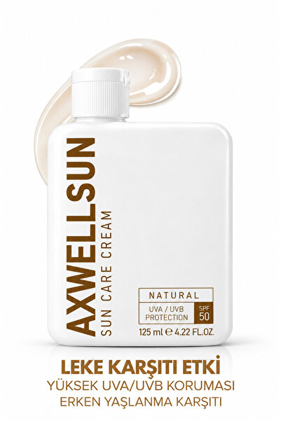 AXWELL SPF 50+ Leke Karşıtı Güneş Kremi 125ml | Nemlendirici & Yüksek Koruma | Beyazlık Bırakmaz