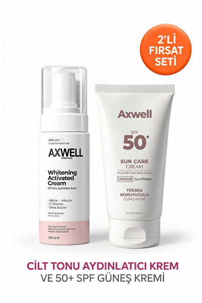 AXWELL 2'Lİ Avantaj Paketi Beyazlatıcı ve Aydınlatıcı Krem & 50+Spf Güneş Kremi