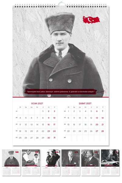 StickerArt 2027 Atatürk Duvar Takvimi Denizci Gemici Takvimi 33x48 cm