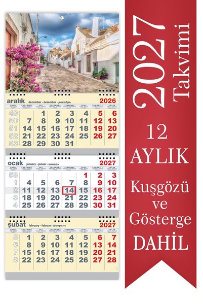 StickerArt 2027 Büyük Boy Gemici Takvimi Denizci Duvar Takvimi Sarı Renk 33x7...
