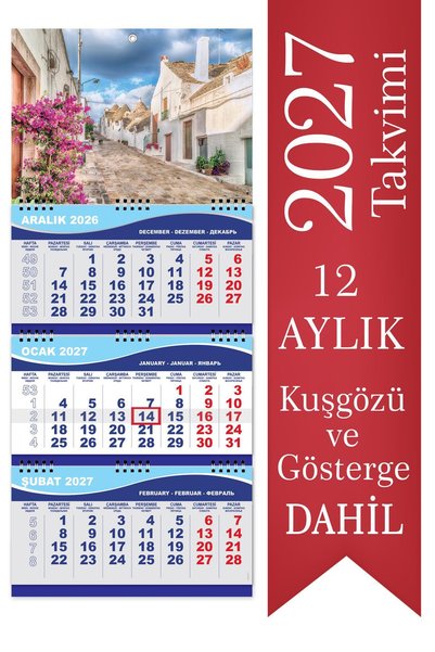 StickerArt 2027 Orta Boy Gemici Takvimi Denizci Duvar Takvimi 31x70 cm