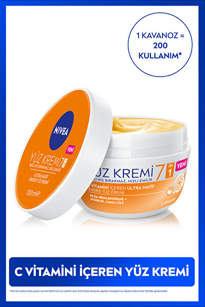 NIVEA C Vitamini İçeren Ultra Hafif Nemlendirici Su Bazlı Yüz Kremi 100ml,Ayd...