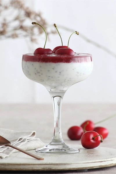 LAV Misket Cam Kokteyl Bardağı 6'lı 235 ml Ayaklı (Kokteyl Bardağı, Tatlı Ser...