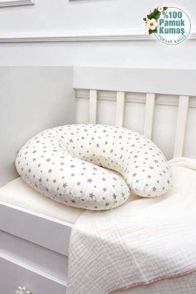 mordesign Gray Cotton Fabric - Breastfeeding Pillow, Baby Support Cushion, Pr...