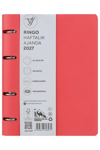 Victoria's Journals RinGo 2027 Haftalık Ajanda A5. Vegan Deri Esnek Kapak Ivo...