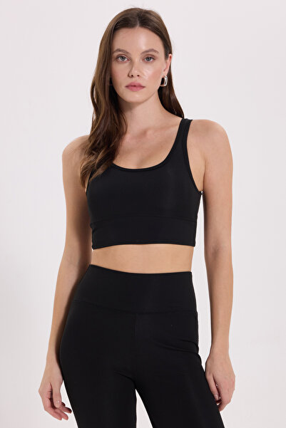 Tudors Women's Slim Fit Slim Fit Slim Strap Square Neck Black Crop