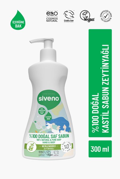 Siveno %100 Doğal Sıvı Kastil Sabun Zeytinyağlı Yoğun Nemlendirici Arındırıcı...