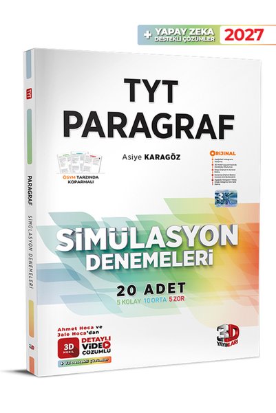3D Yayınları TYT Paragraf Simülasyon Denemeleri Video Çözümlü