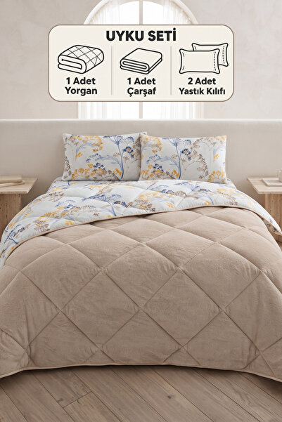 Formeya Nordelle Doppel-Wellsoft-Quilt-Schlafset mit elastischem Laken + Kiss...