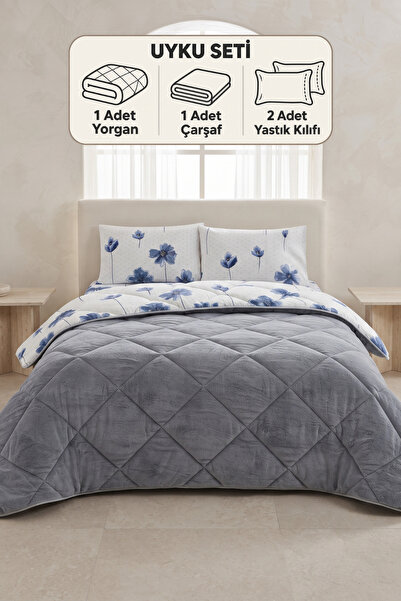 Formeya Nordelle Doppel-Wellsoft-Quilt-Schlafset mit elastischem Laken + Kiss...